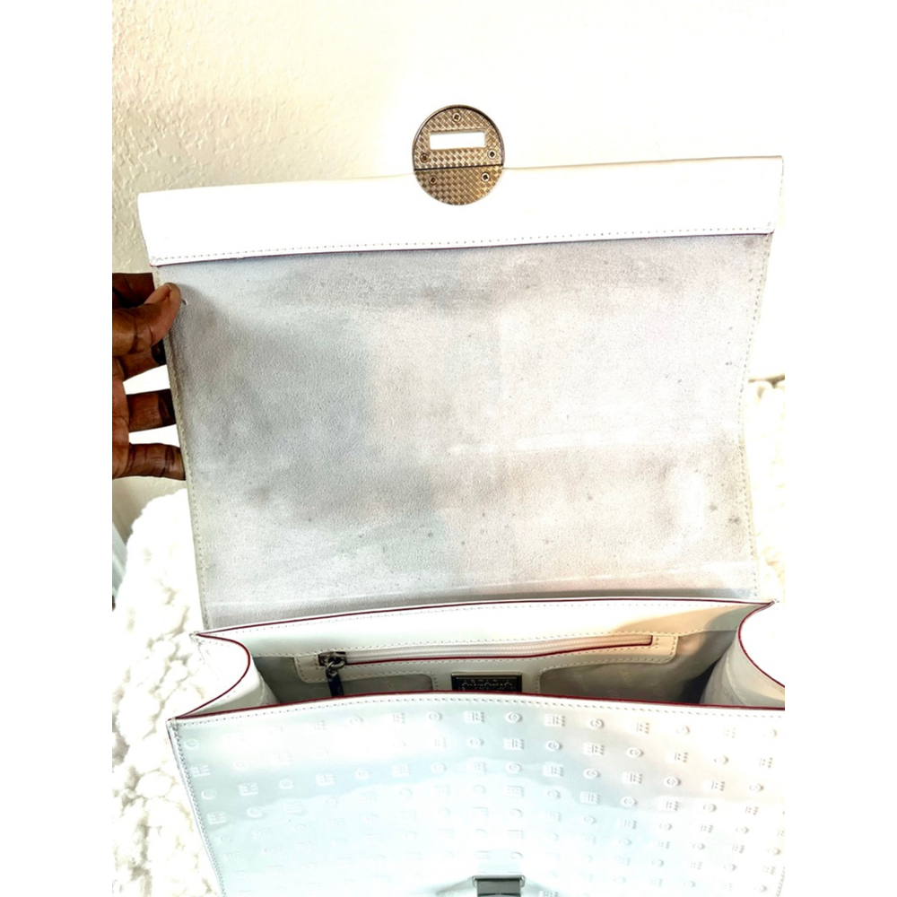 Arcadia White Patent Leather Crossbody Shoulder Bag Purse Large - Picture 7 of 12